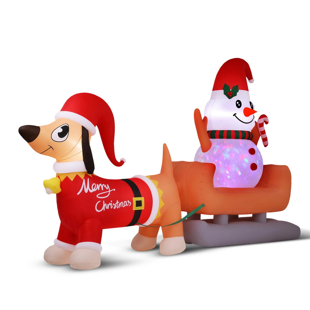 4.2m Christmas Dog Sled & Snowman Inflatable - Homecoze