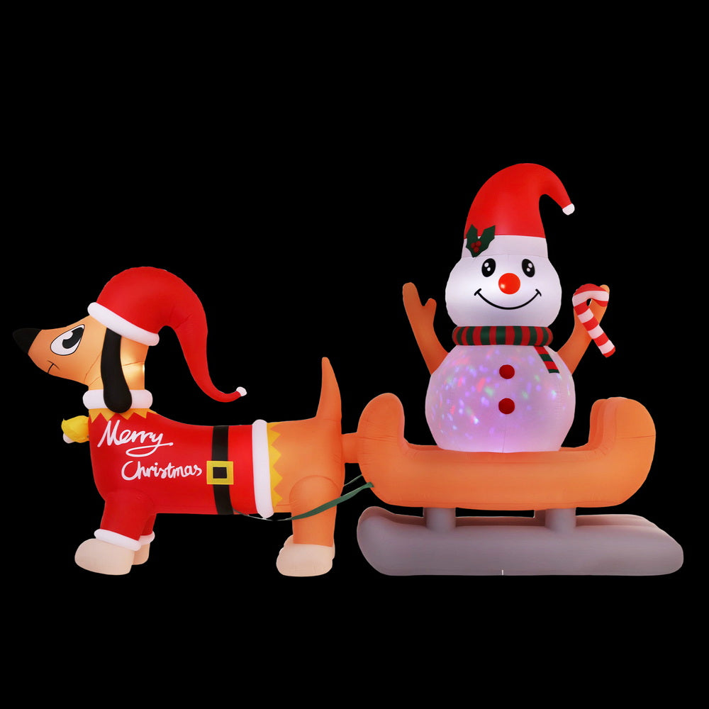 4.2m Christmas Dog Sled & Snowman Inflatable - Homecoze