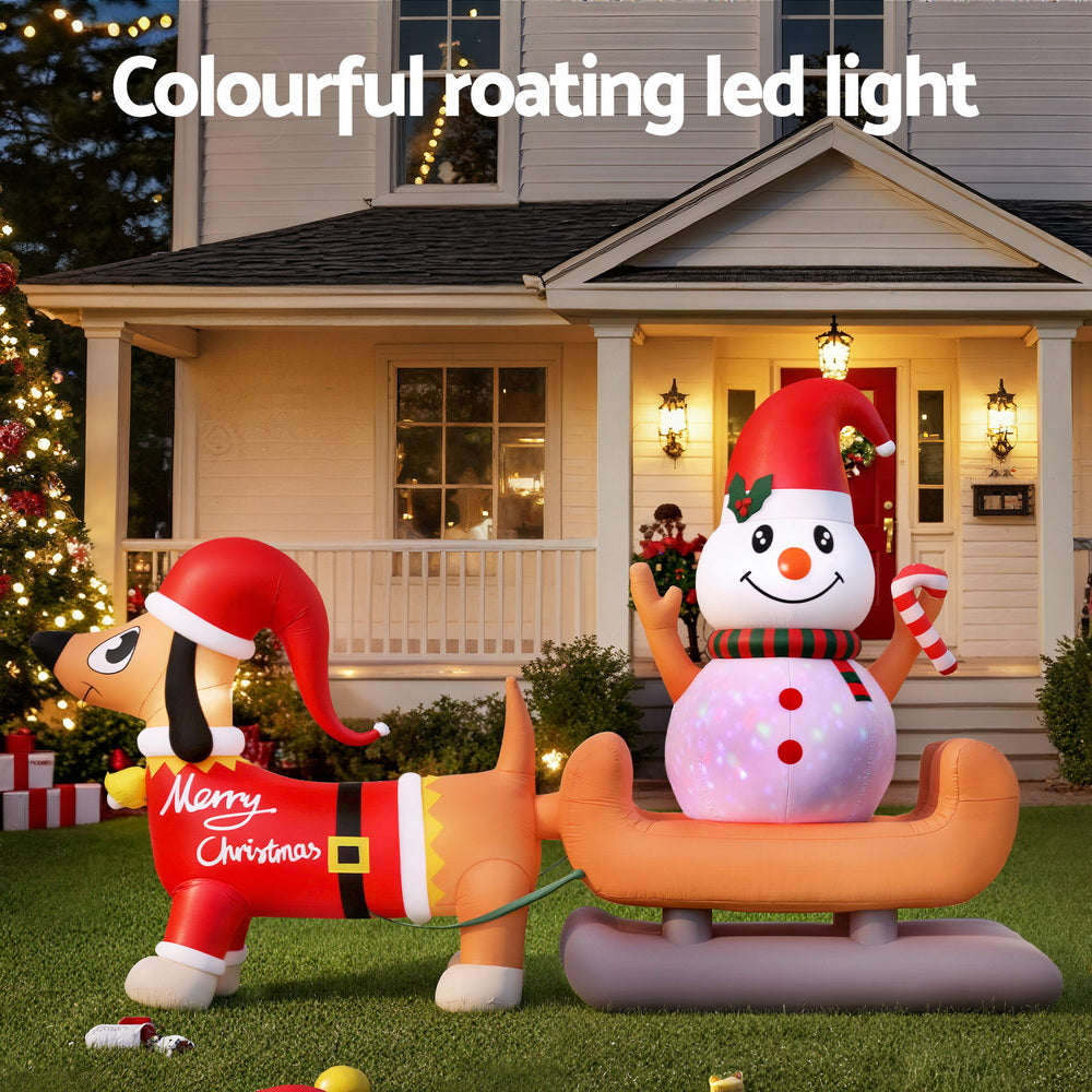 4.2m Christmas Dog Sled & Snowman Inflatable - Homecoze