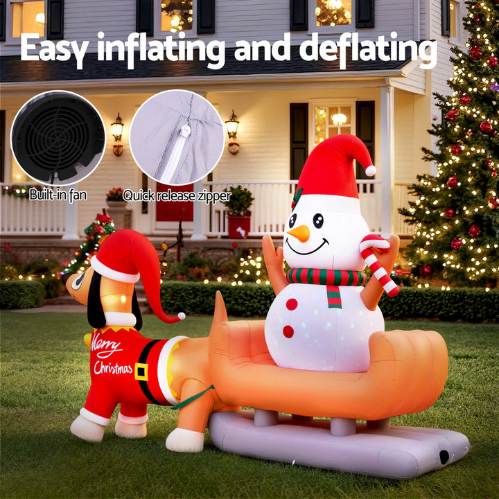 4.2m Christmas Dog Sled & Snowman Inflatable - Homecoze