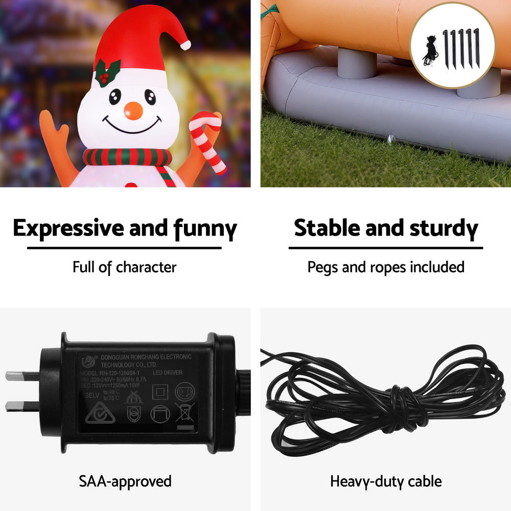 4.2m Christmas Dog Sled & Snowman Inflatable - Homecoze