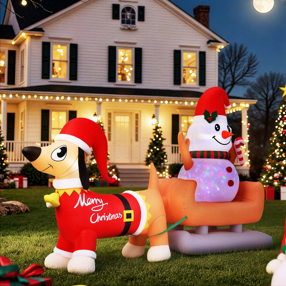 4.2m Christmas Dog Sled & Snowman Inflatable - Homecoze