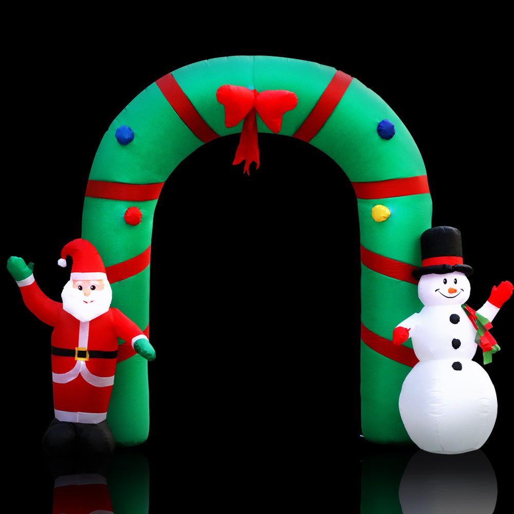 2.8m Christmas Inflatable Giant Arch Way Santa Snowman Light Décor - Homecoze