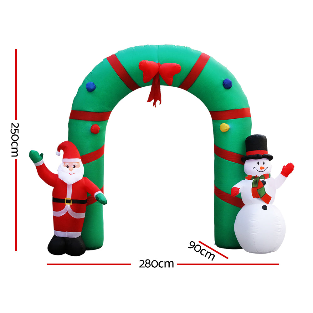 2.8m Christmas Inflatable Giant Arch Way Santa Snowman Light Décor