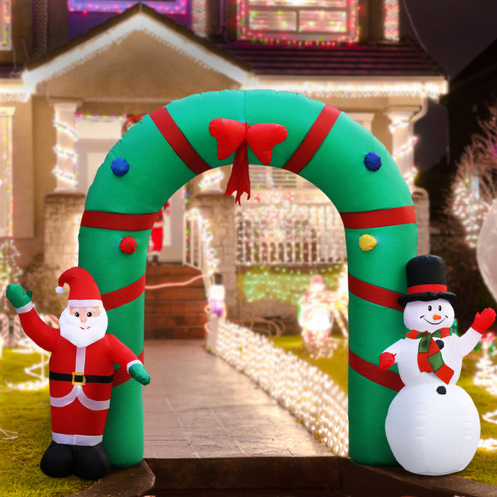 2.8m Christmas Inflatable Giant Arch Way Santa Snowman Light Décor