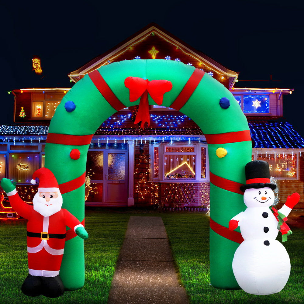 2.8m Christmas Inflatable Giant Arch Way Santa Snowman Light Décor