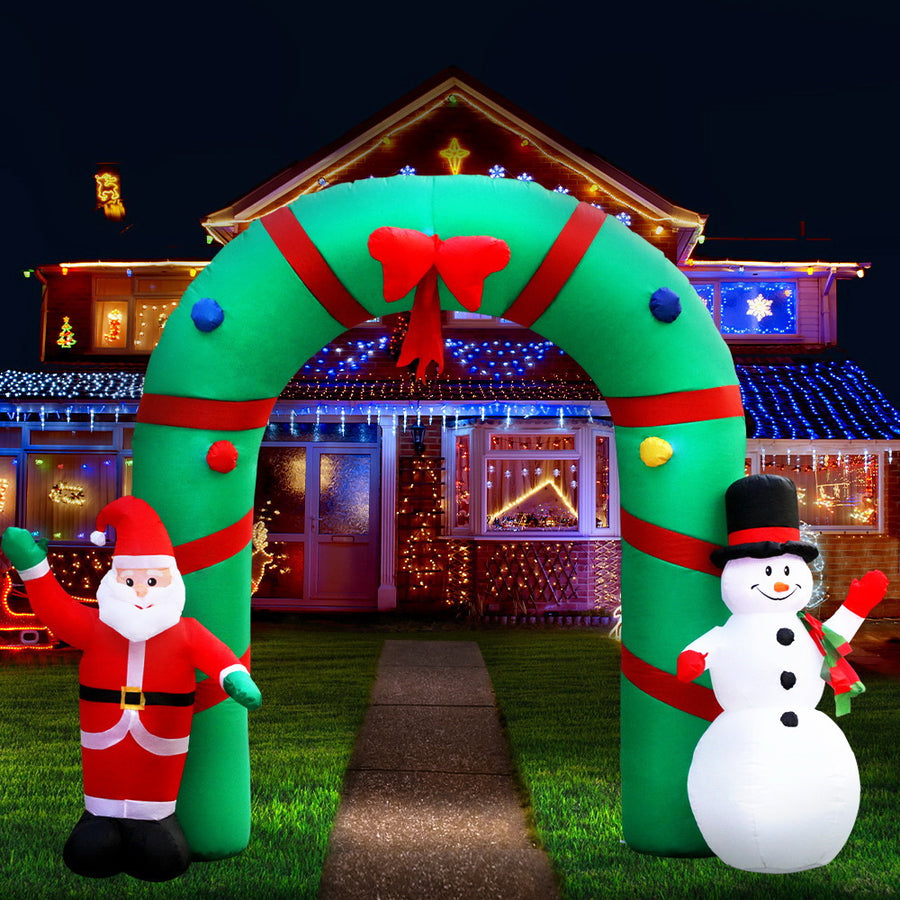 2.8m Christmas Inflatable Giant Arch Way Santa Snowman Light Décor - Homecoze