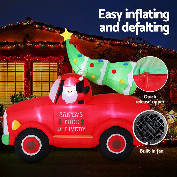 1.6M Santa Truck LED Christmas Inflatable - Homecoze