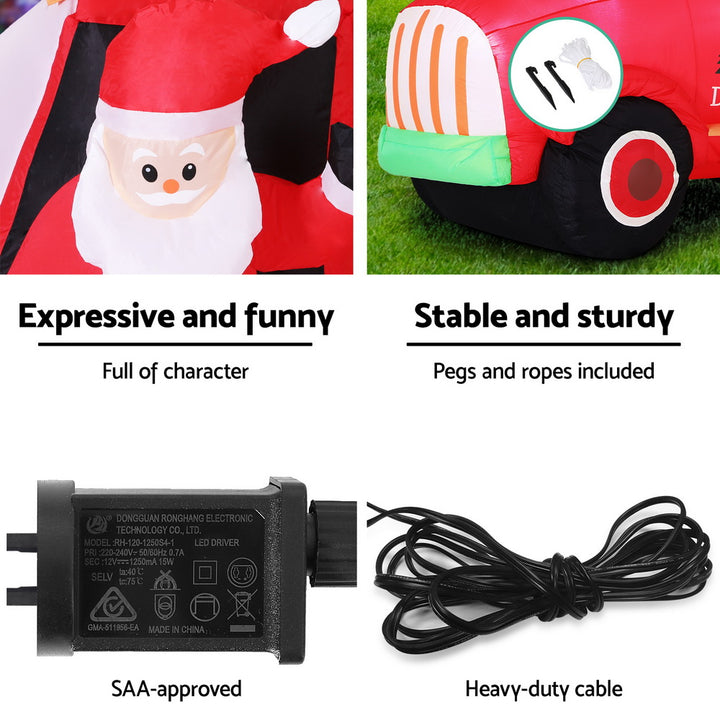 1.6M Santa Truck LED Christmas Inflatable - Homecoze