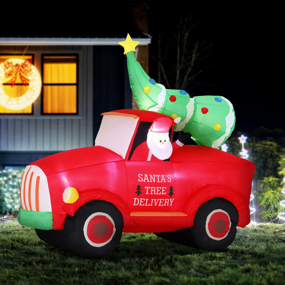 1.6M Santa Truck LED Christmas Inflatable - Homecoze