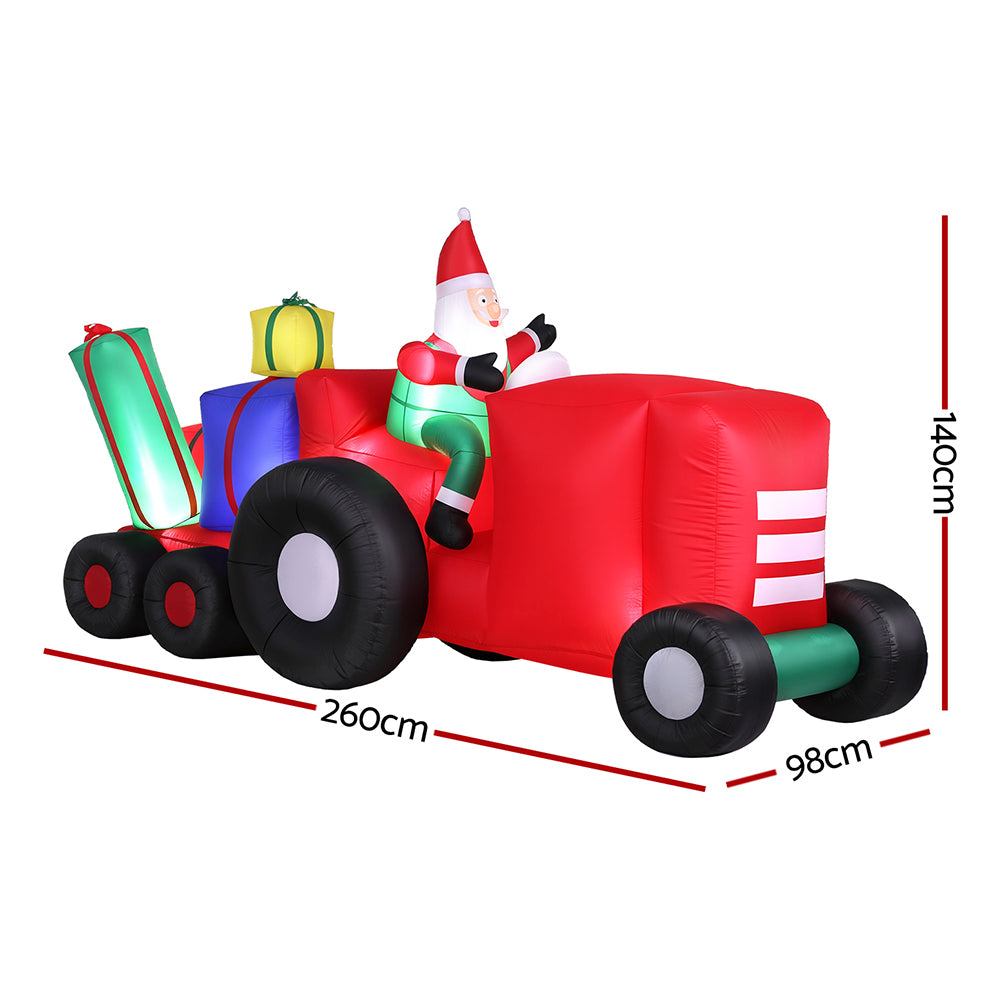 Jingle Jollys Christmas Inflatable Santa Truck 2.6M Length LED Decorations Illuminated - Homecoze
