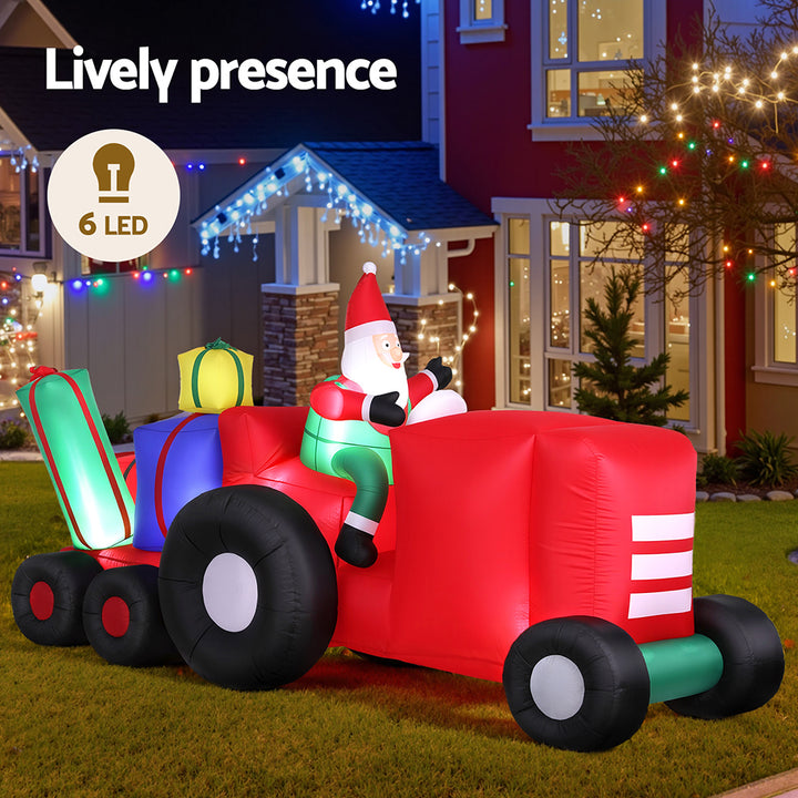 Jingle Jollys Christmas Inflatable Santa Truck 2.6M Length LED Decorations Illuminated - Homecoze