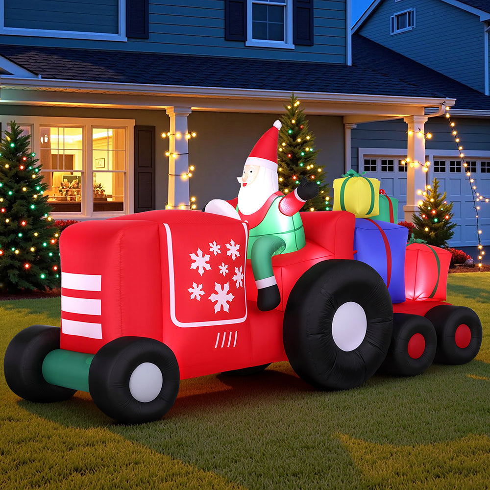 Jingle Jollys Christmas Inflatable Santa Truck 2.6M Length LED Decorations Illuminated - Homecoze