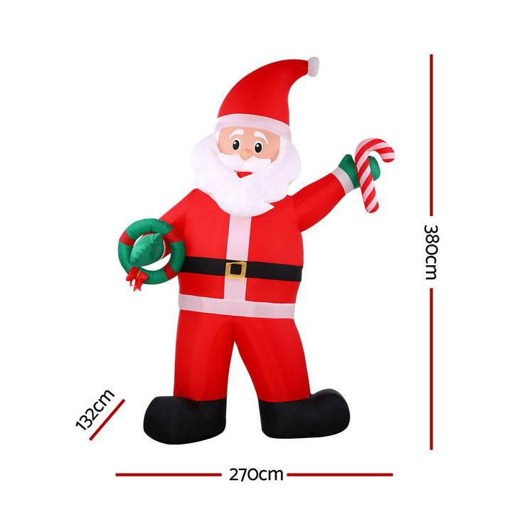 Jingle Jollys Christmas Inflatable Giant Santa 3.8M Height LED Illuminated Decorations - Homecoze