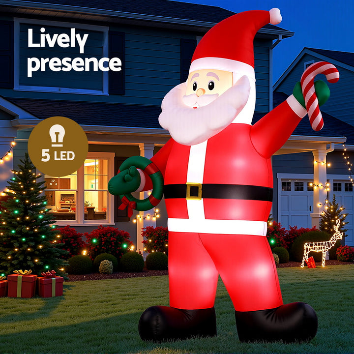 Jingle Jollys Christmas Inflatable Giant Santa 3.8M Height LED Illuminated Decorations - Homecoze