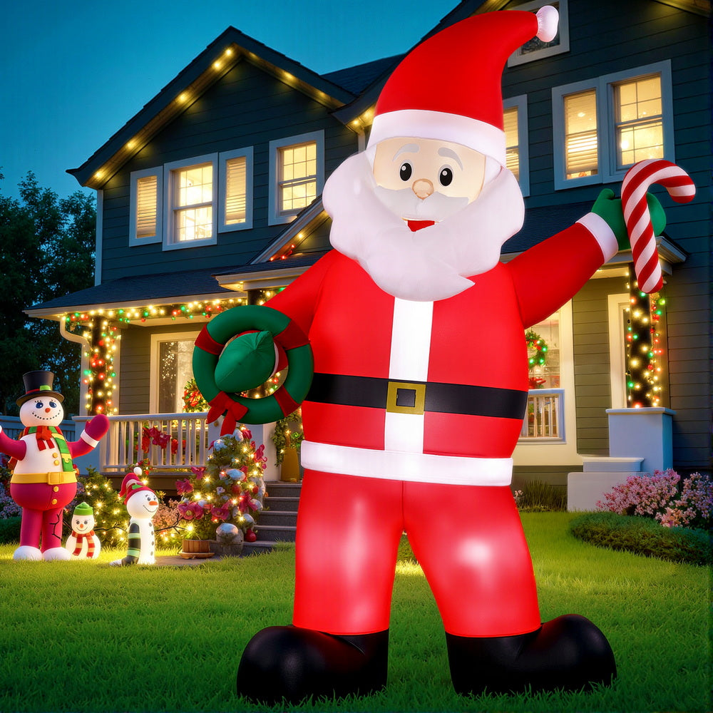Jingle Jollys Christmas Inflatable Giant Santa 3.8M Height LED Illuminated Decorations - Homecoze