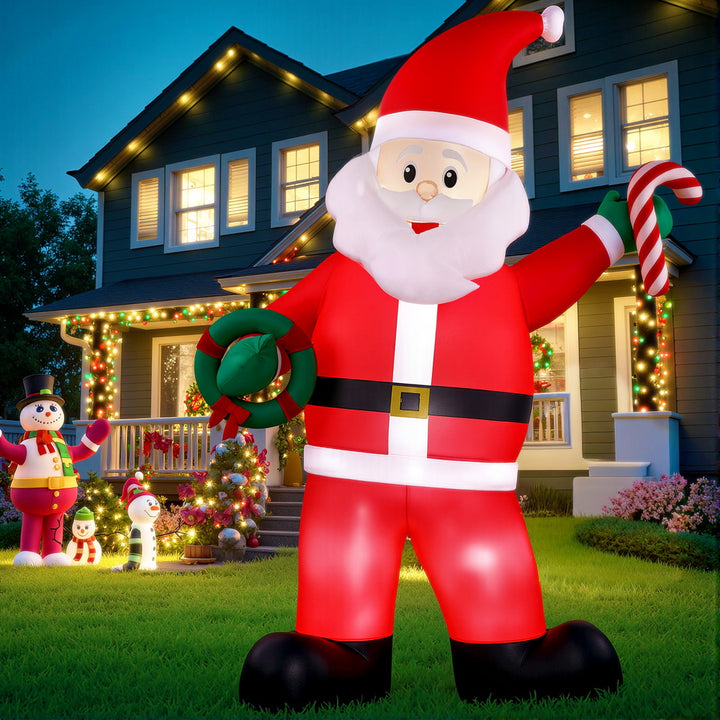 Jingle Jollys Christmas Inflatable Giant Santa 3.8M Height LED Illuminated Decorations - Homecoze