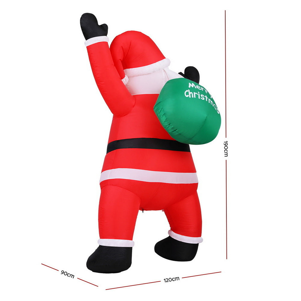 Jingle Jollys Christmas Inflatable Santa Climbing LED Illuminated Decorations 1.9M - Homecoze