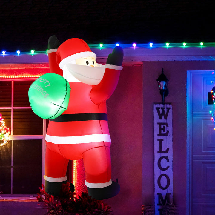 Jingle Jollys Christmas Inflatable Santa Climbing LED Illuminated Decorations 1.9M - Homecoze