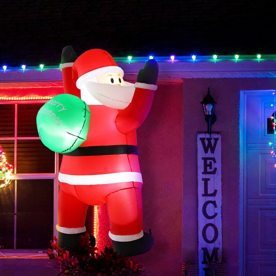 Jingle Jollys Christmas Inflatable Santa Climbing LED Illuminated Decorations 1.9M - Homecoze