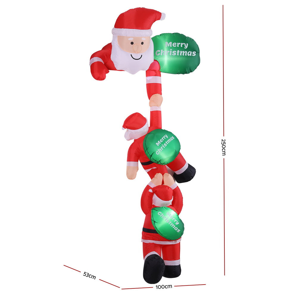 2.5M Rooftop Hanging Santa's LED Christmas Inflatable - Homecoze