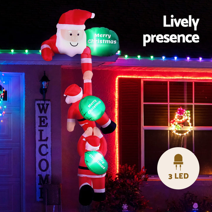 2.5M Rooftop Hanging Santa's LED Christmas Inflatable - Homecoze