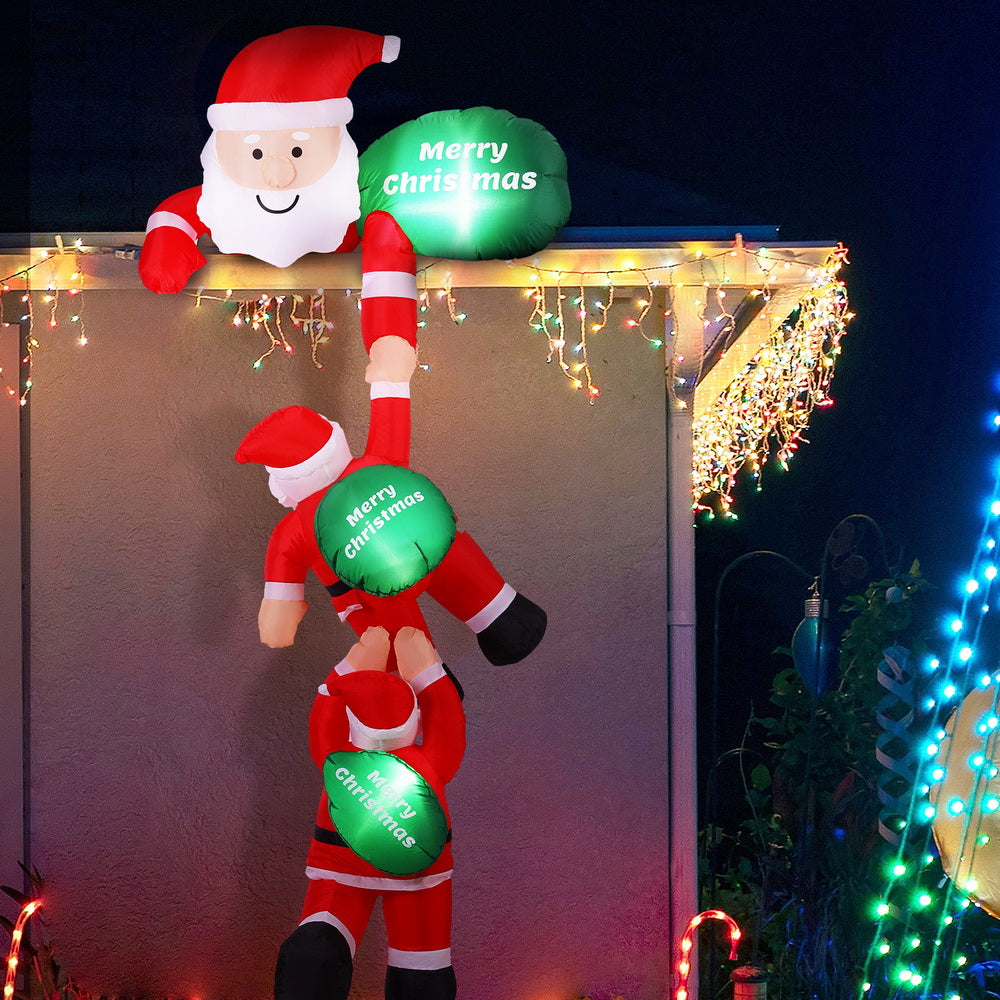 2.5M Rooftop Hanging Santa's LED Christmas Inflatable - Homecoze