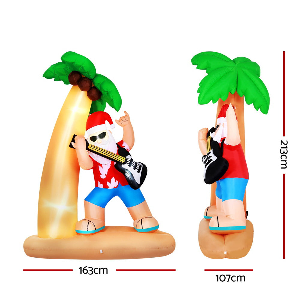 2.1m Rock N Roll Summer Santa Christmas Inflatable - Homecoze