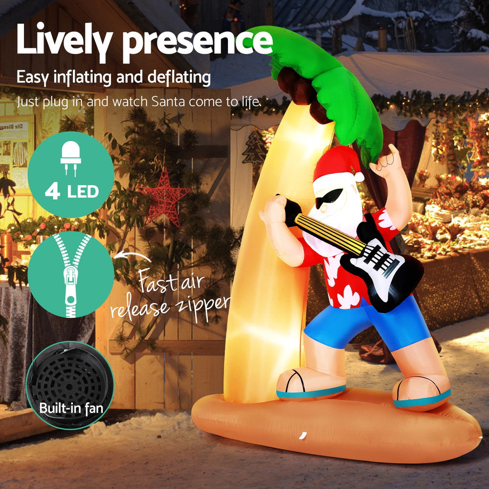 2.1m Rock N Roll Summer Santa Christmas Inflatable - Homecoze