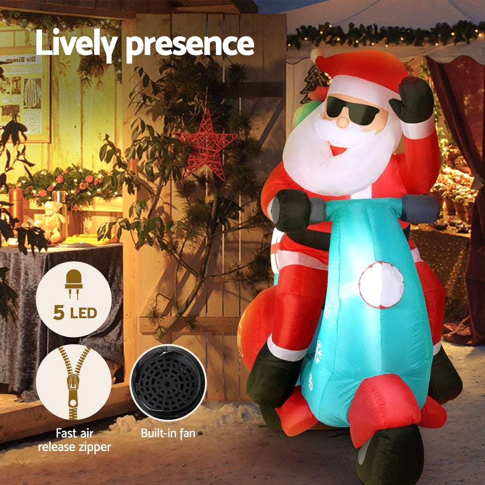 1.8m Santa Scooter Christmas Inflatable - Homecoze