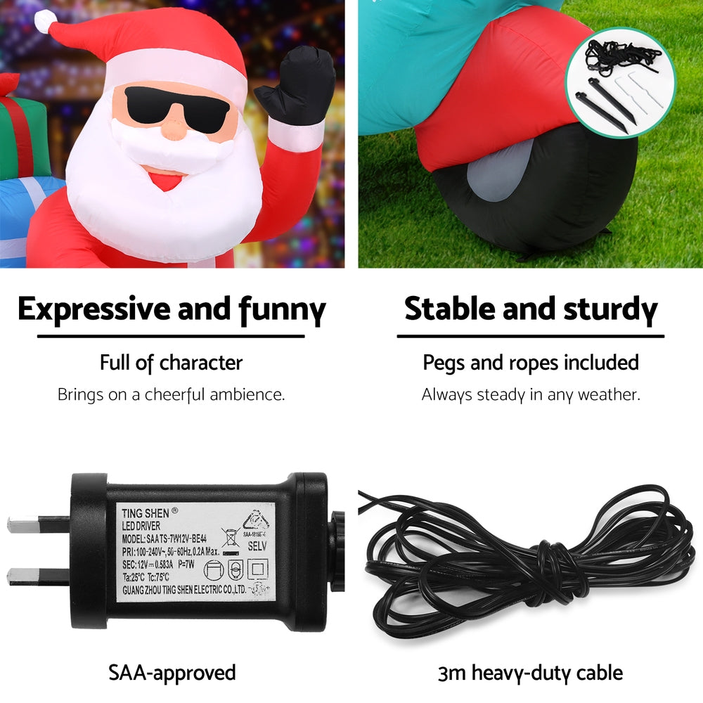 1.8m Santa Scooter Christmas Inflatable - Homecoze