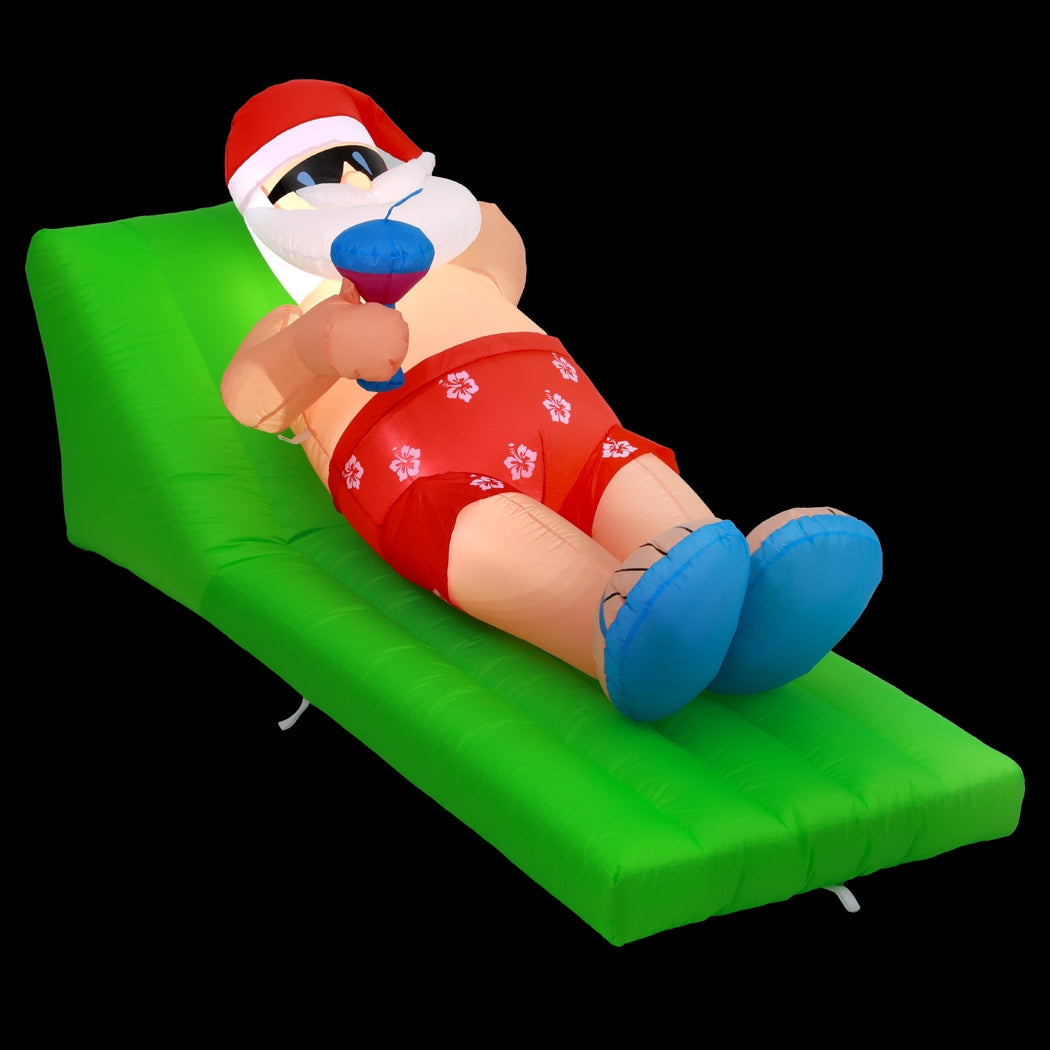 1.8m Summer Santa on Sunlounge Christmas Inflatable - Homecoze