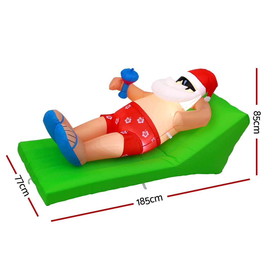 1.8m Summer Santa on Sunlounge Christmas Inflatable - Homecoze