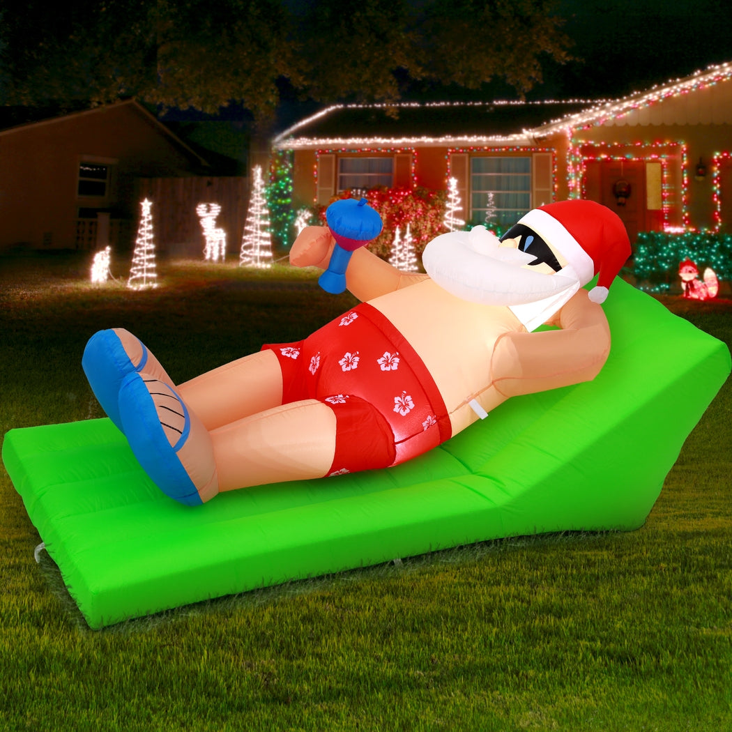 1.8m Summer Santa on Sunlounge Christmas Inflatable - Homecoze