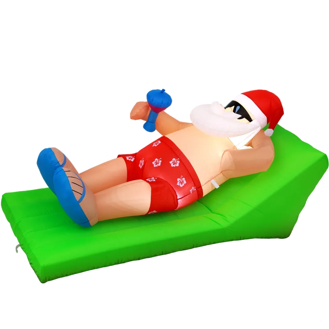 1.8m Summer Santa on Sun Lounge LED Christmas Inflatable
