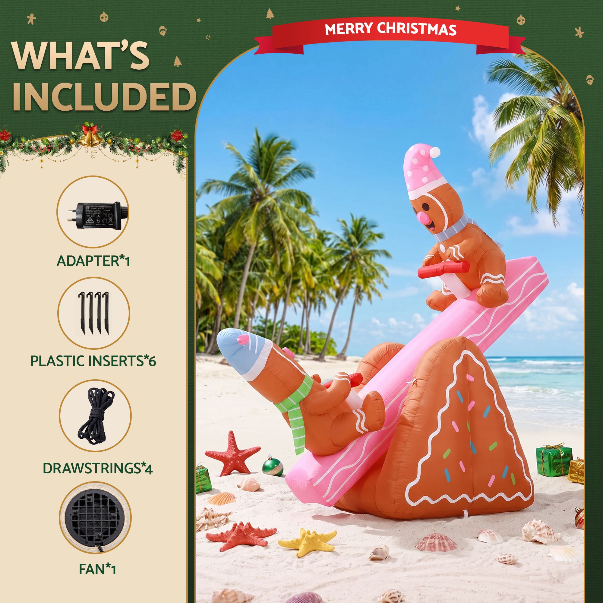 1.8m Gingerbread Seesaw LED Christmas Inflatable
