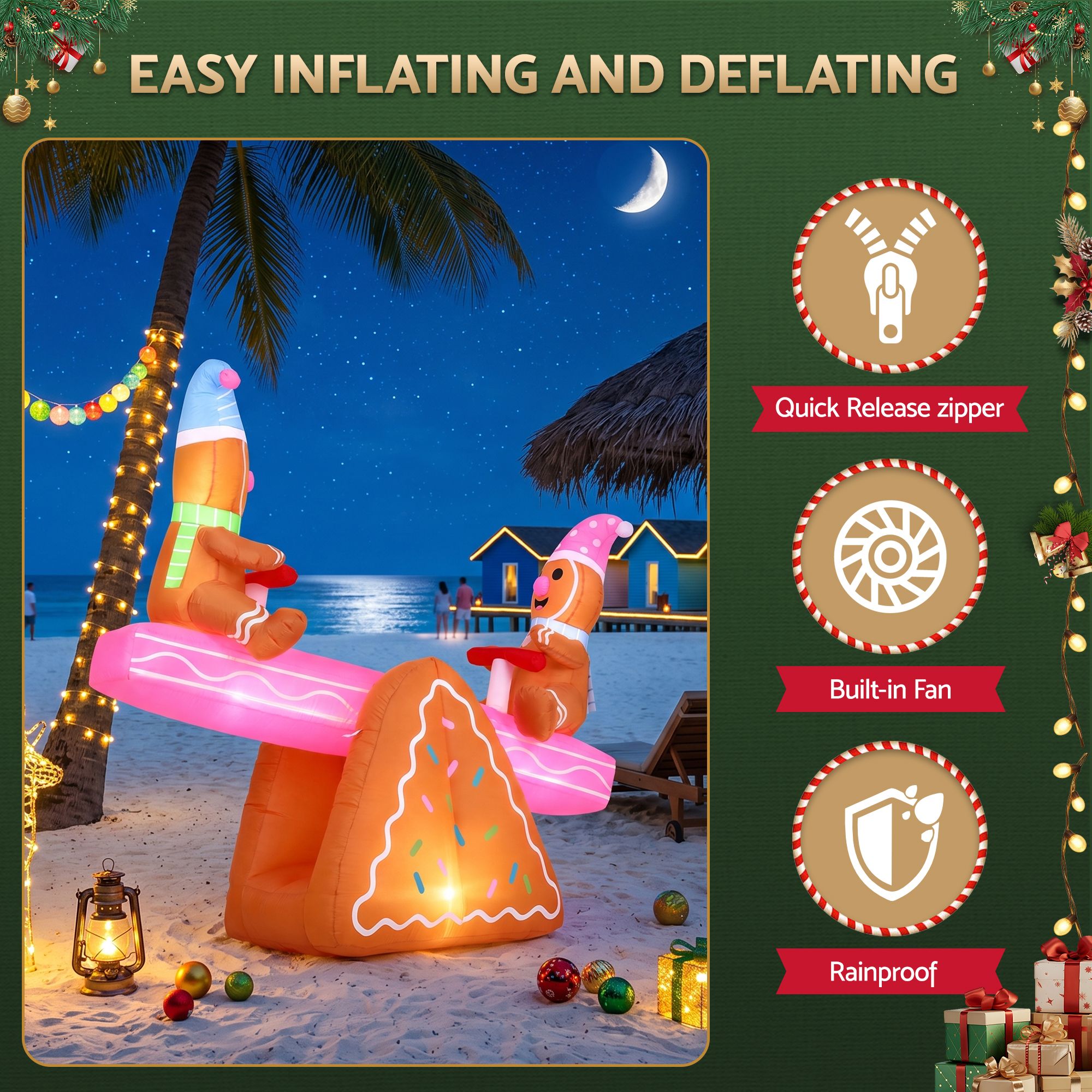 1.8m Gingerbread Seesaw LED Christmas Inflatable
