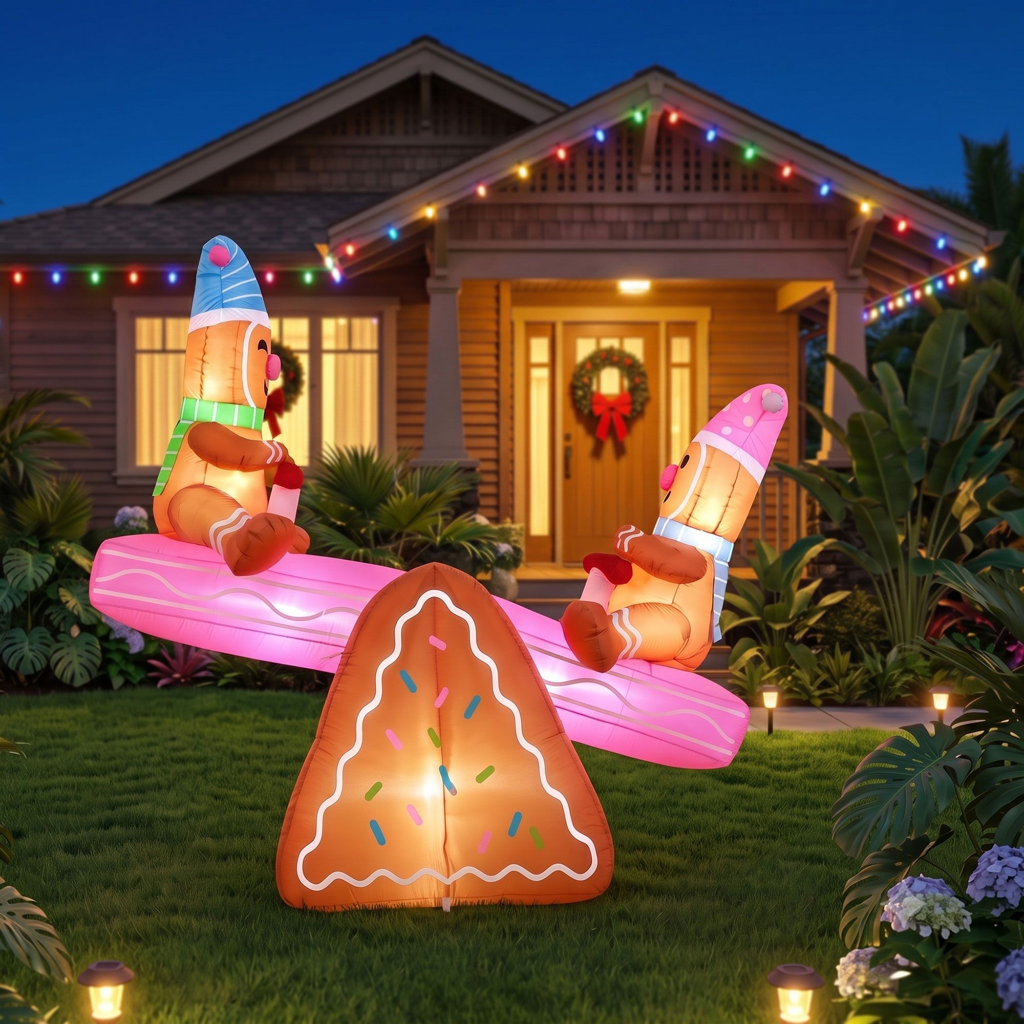 1.8m Gingerbread Seesaw LED Christmas Inflatable