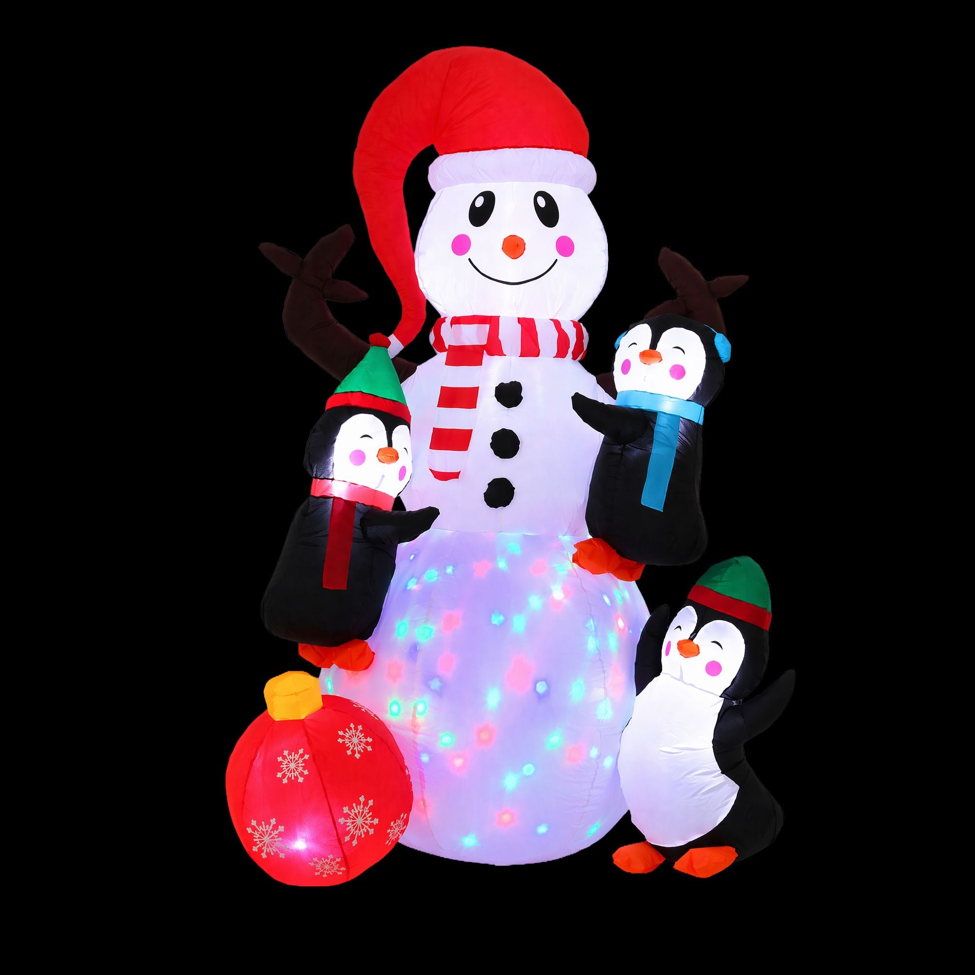 1.8m Festive Snowman & Penguins LED Christmas Inflatable