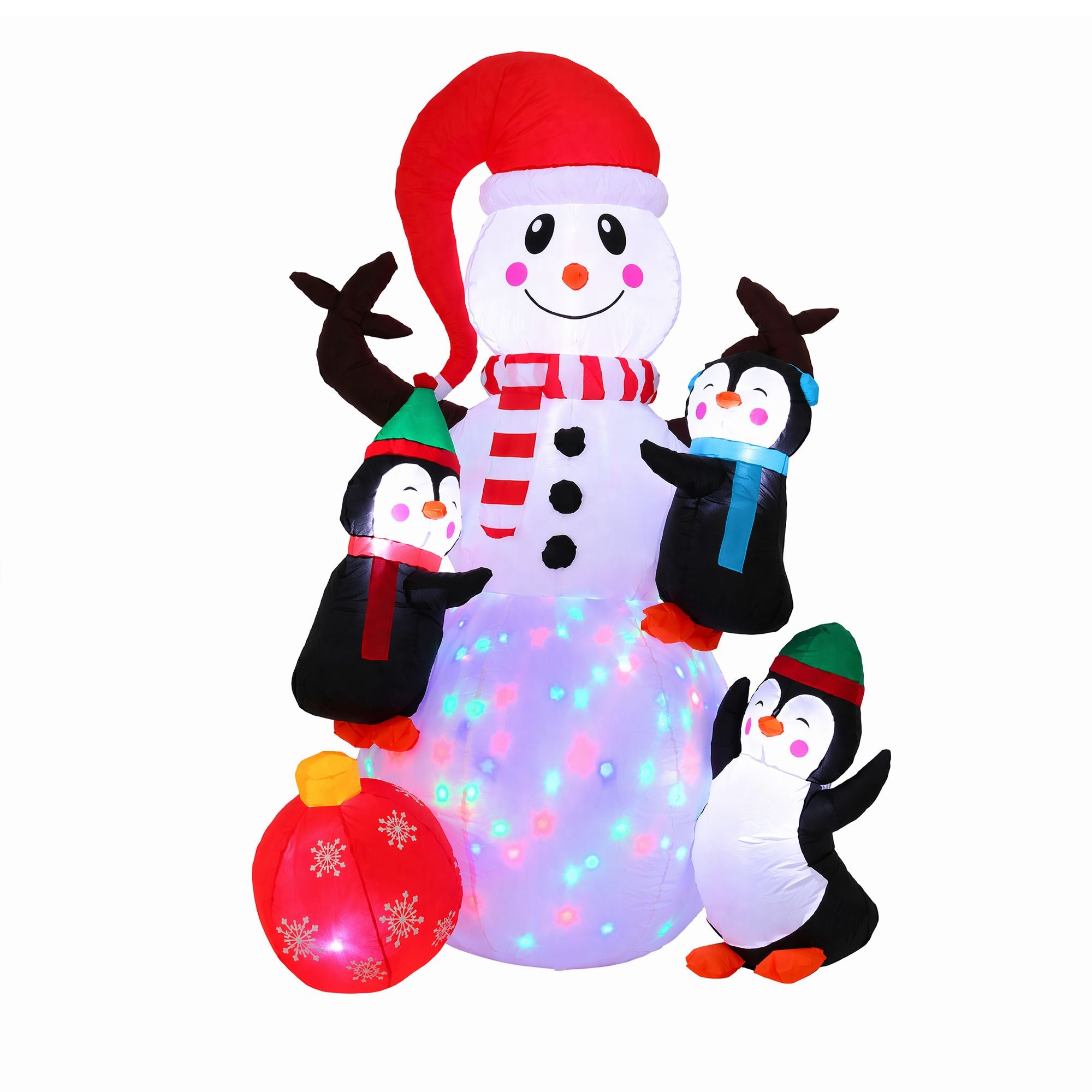 1.8m Festive Snowman & Penguins LED Christmas Inflatable