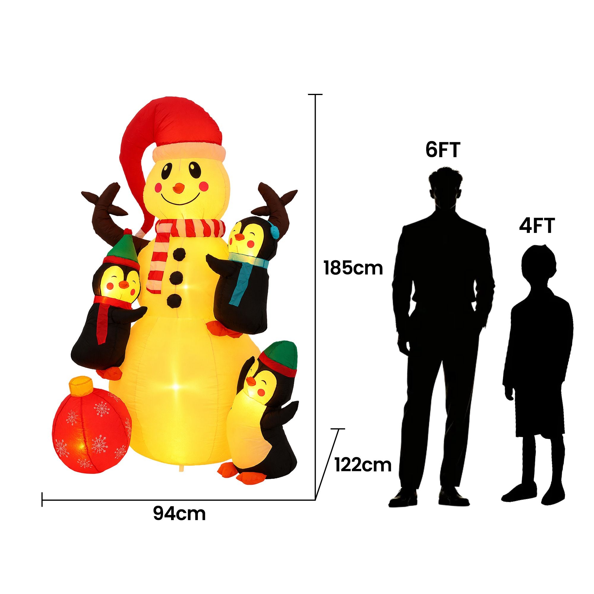 1.8m Festive Snowman LED Christmas Inflatable