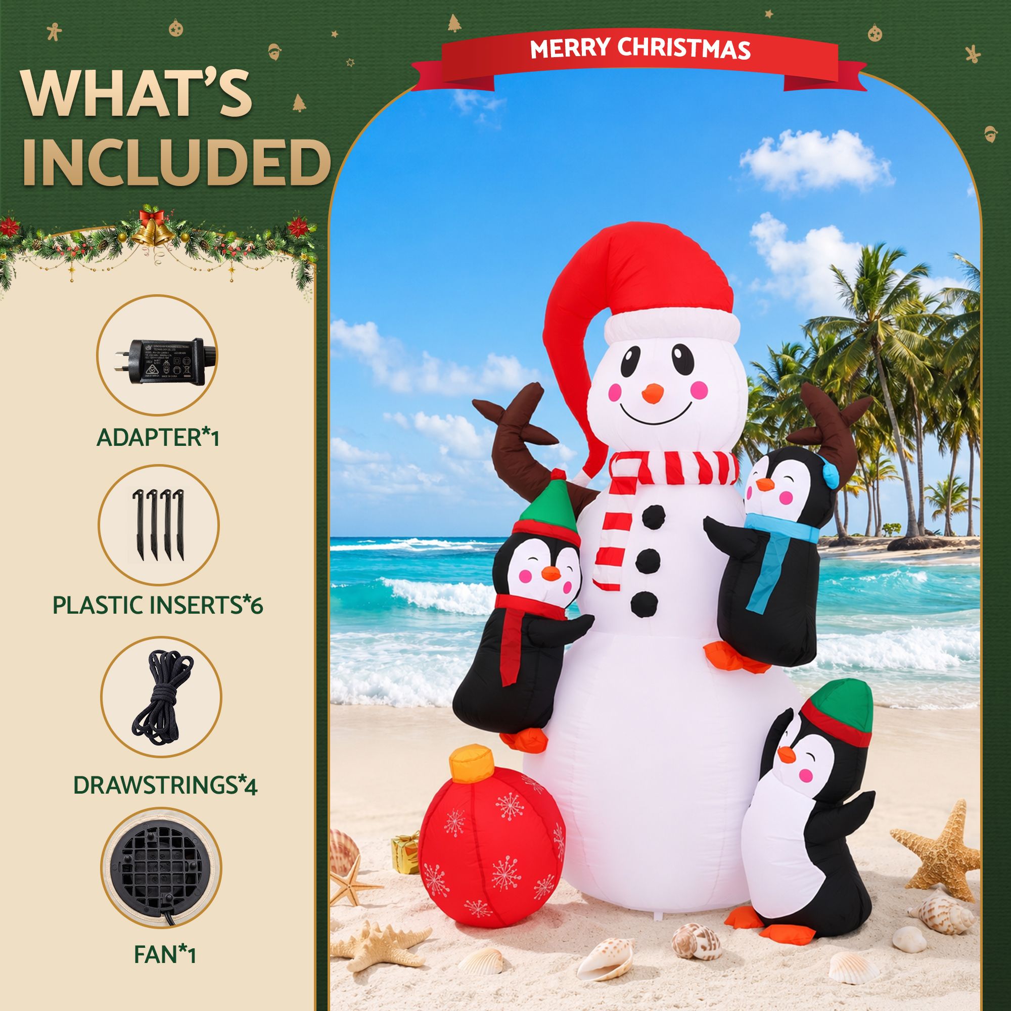 1.8m Festive Snowman LED Christmas Inflatable