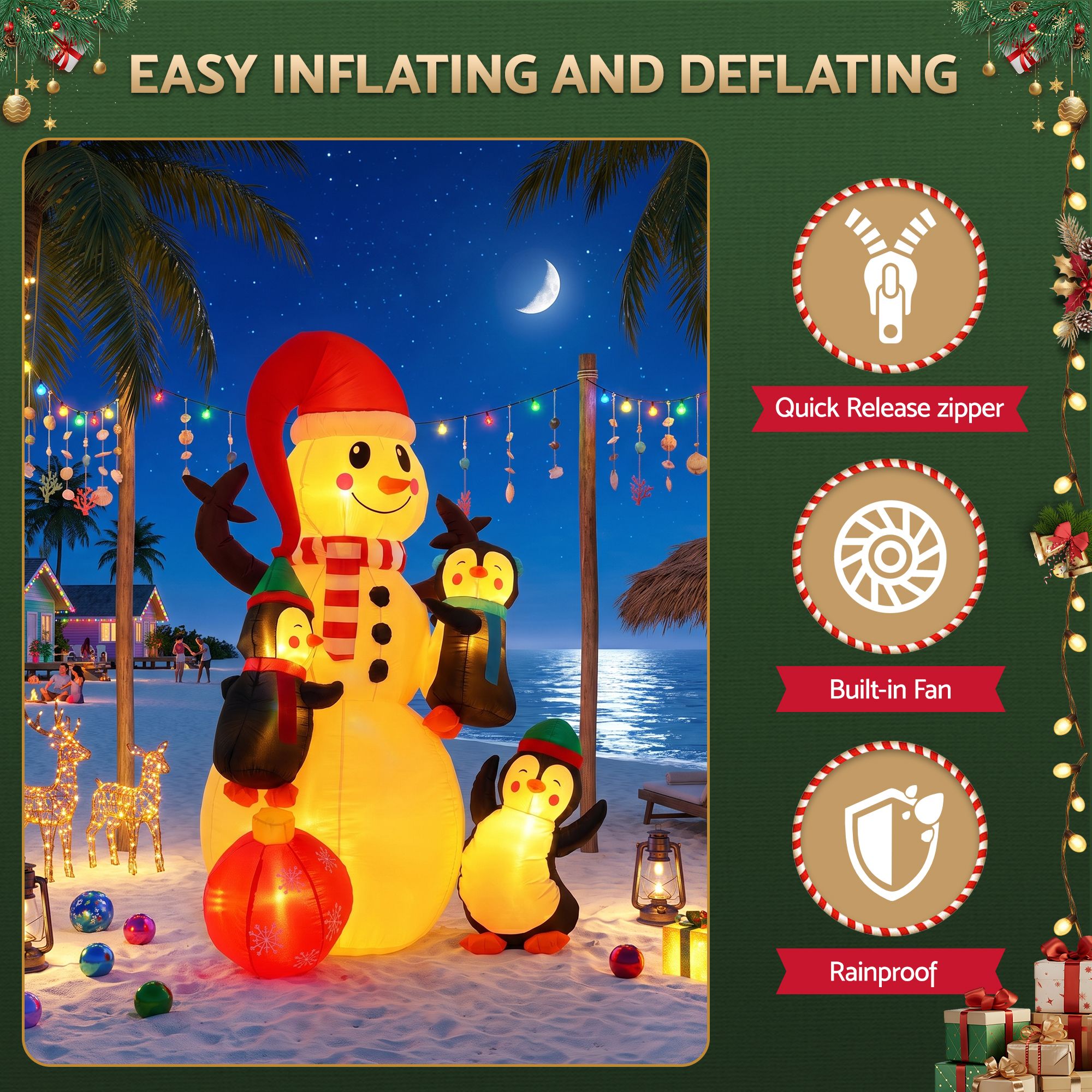 1.8m Festive Snowman LED Christmas Inflatable