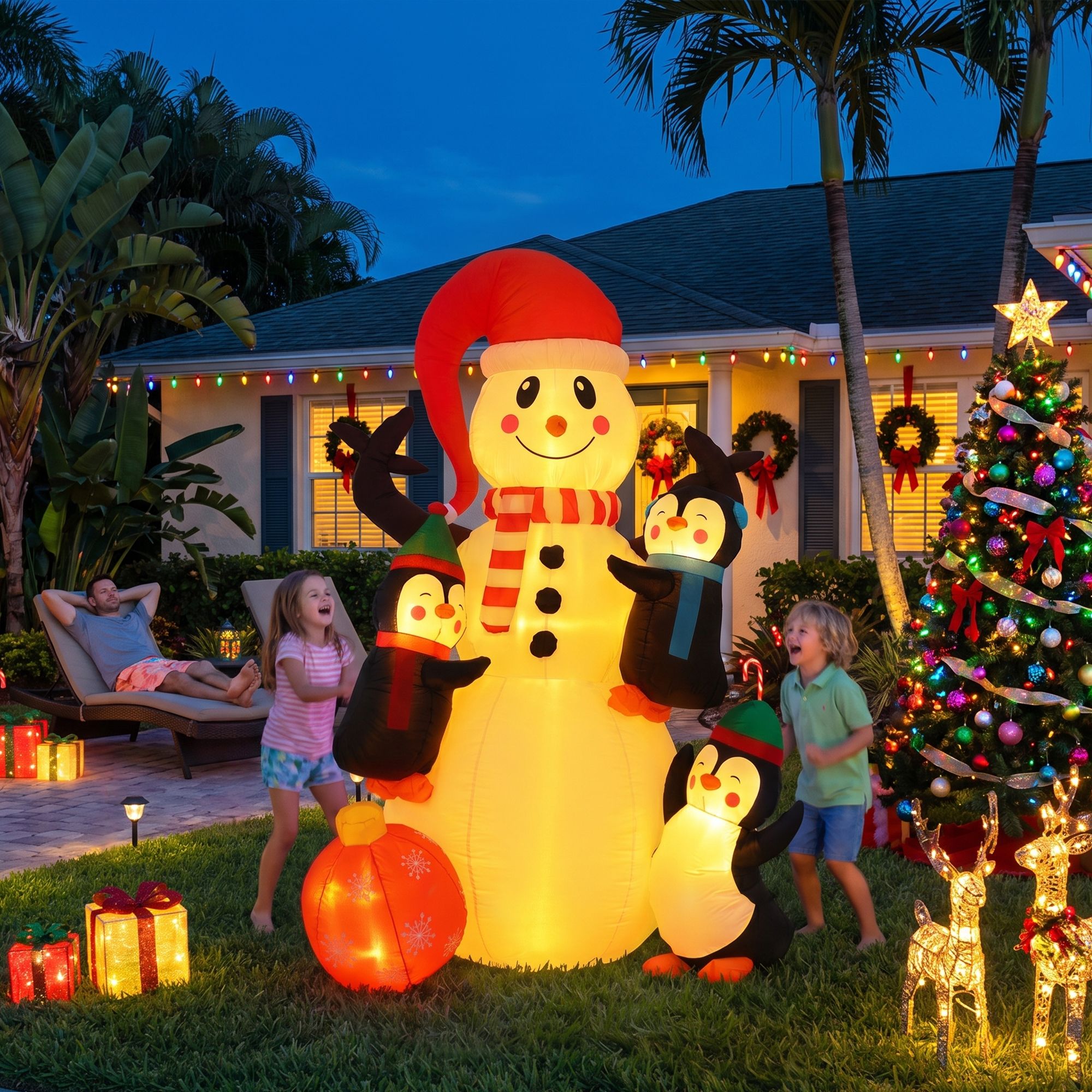 1.8m Festive Snowman LED Christmas Inflatable
