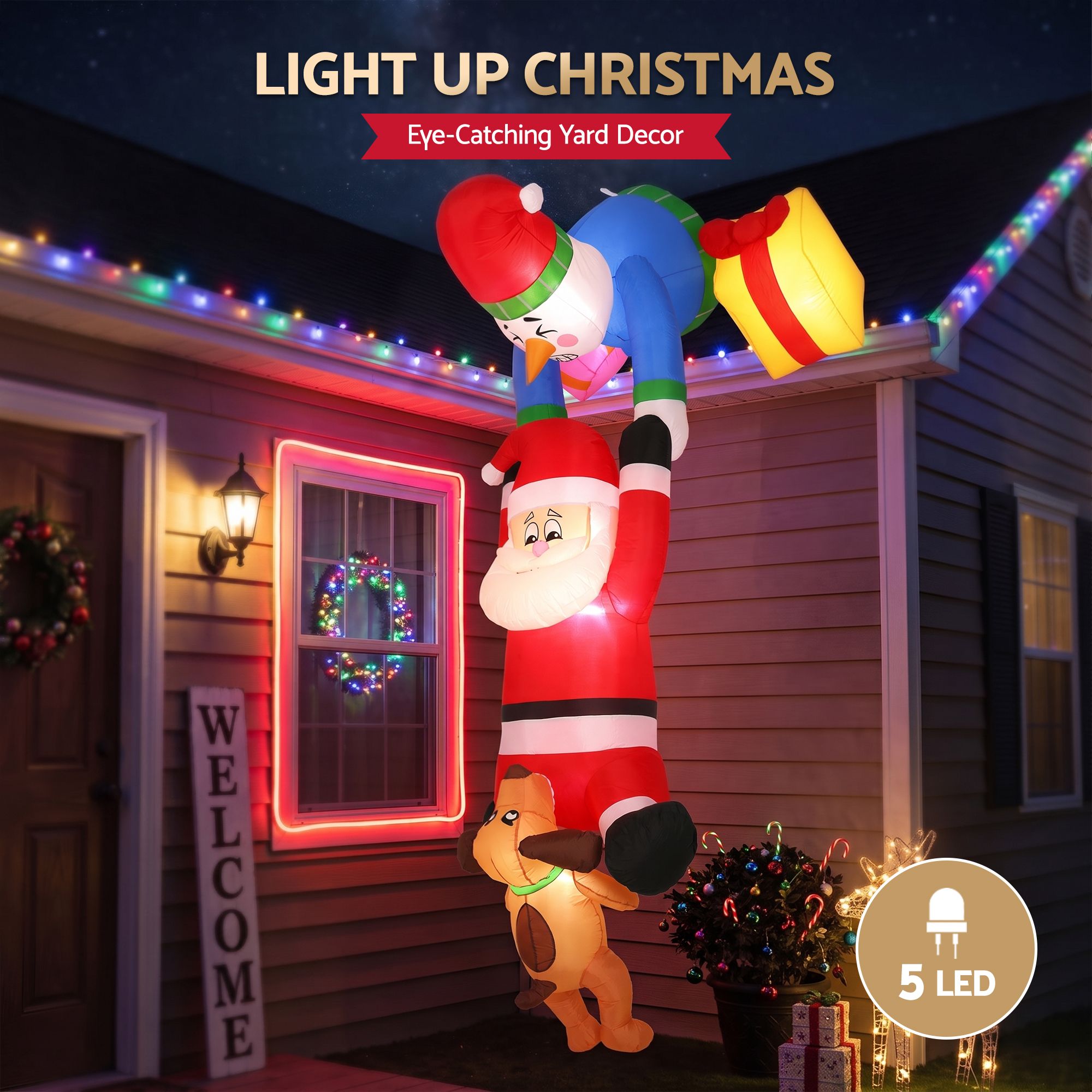 3.5m Climbing Santa LED Hanging Christmas Inflatable
