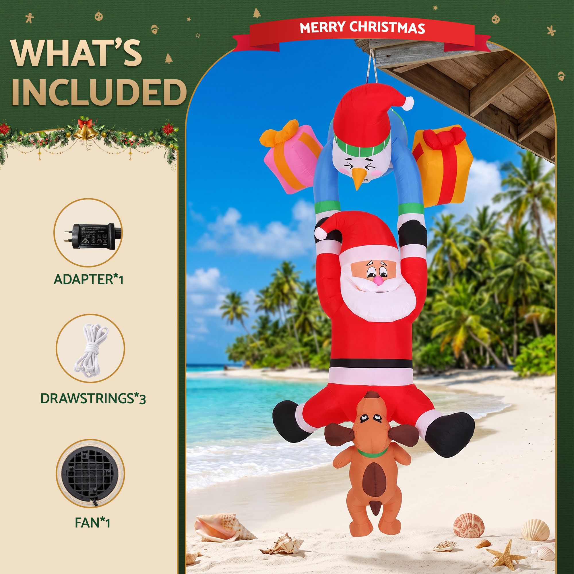 3.5m Climbing Santa LED Hanging Christmas Inflatable