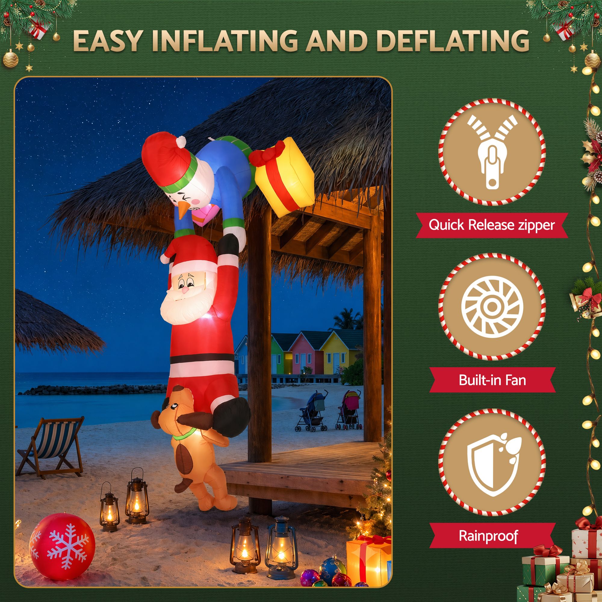 3.5m Climbing Santa LED Hanging Christmas Inflatable