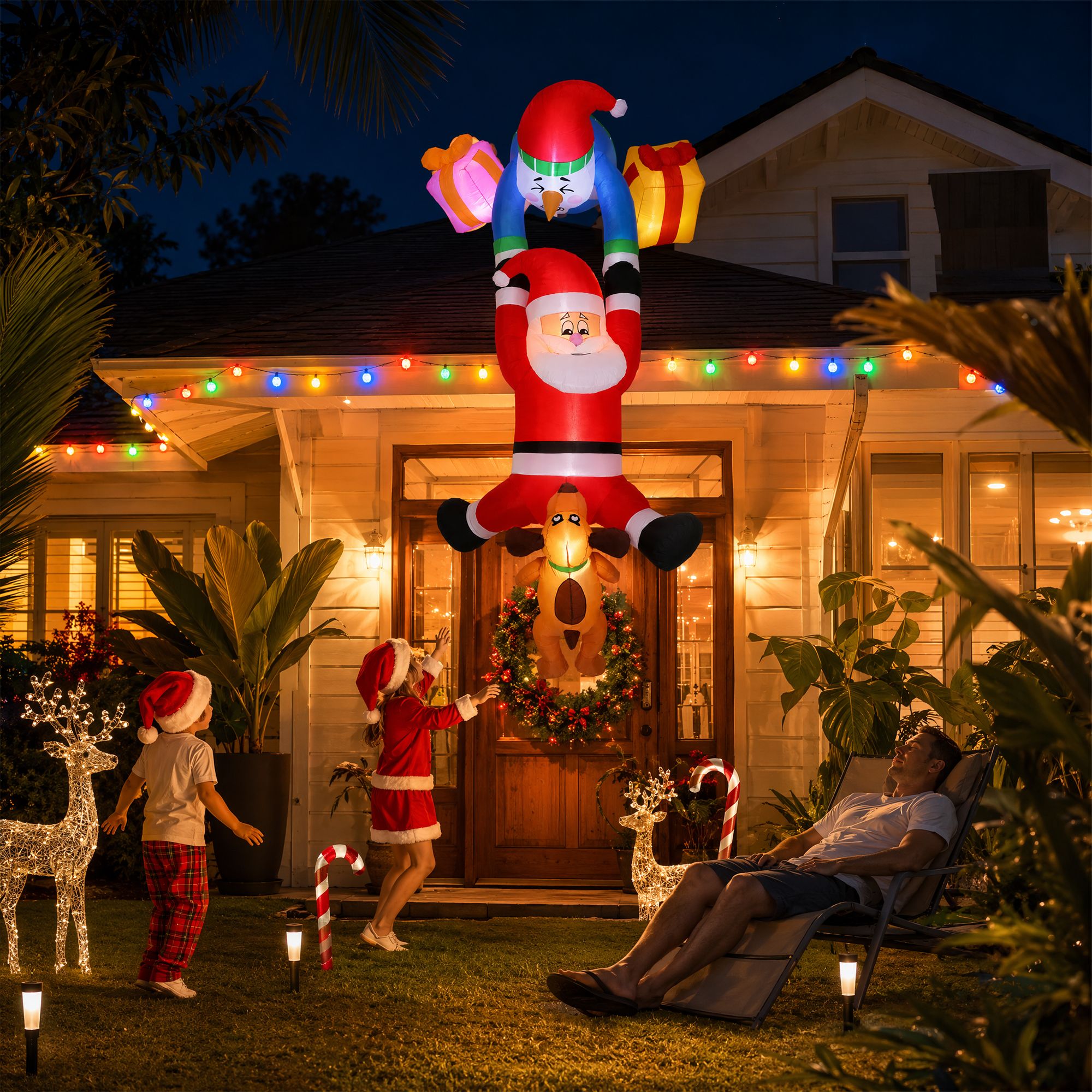 3.5m Climbing Santa LED Hanging Christmas Inflatable