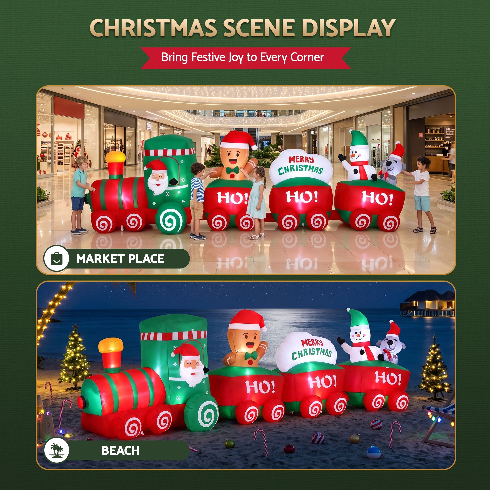 3.6m Santa Train LED Christmas Inflatable
