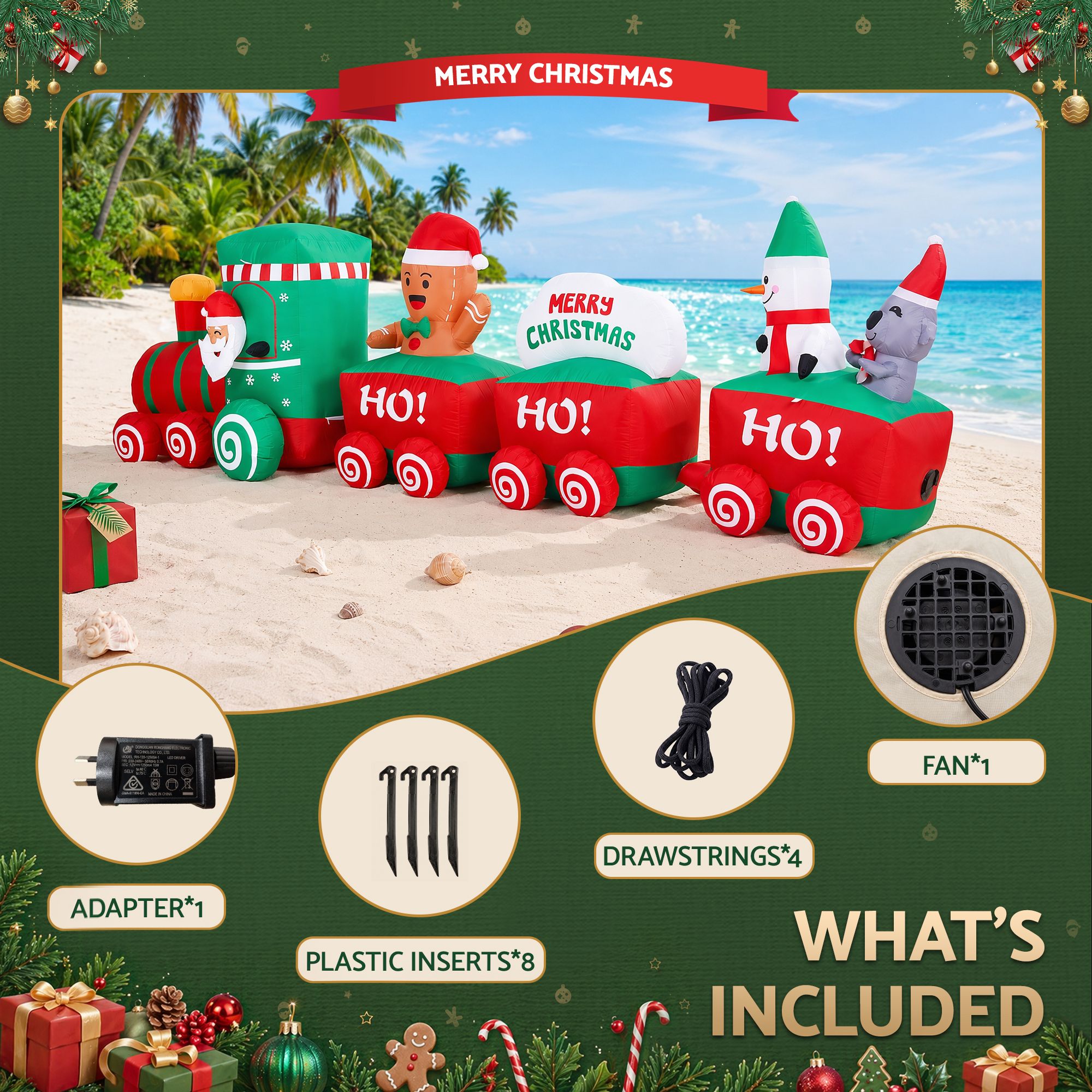 3.6m Santa Train LED Christmas Inflatable
